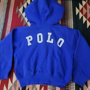 NWT Polo Ralph Lauren Blue Logo Full Zip Hoodie Sweater Toddler Sz 3 Spellout